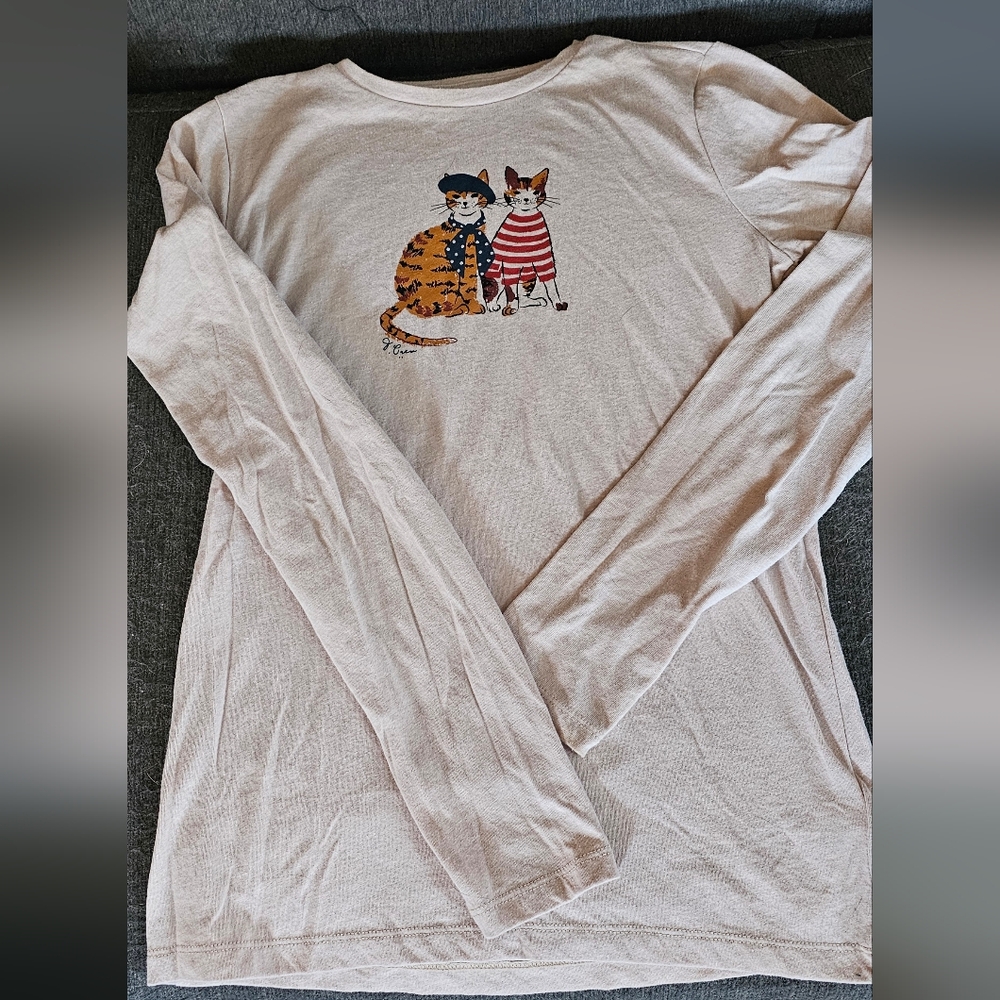 J Crew Factory Crew Cuts Girl's Long Sleeved Cats T-shirt
